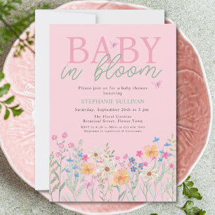 Invitación Bebé en Flor Fiesta de Bebé Niña