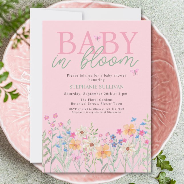 Invitación Bebé en Flor Fiesta de Bebé Niña (Subido por el creador)