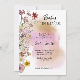 Invitación Bebé En flor Flor silvestre Acuarela