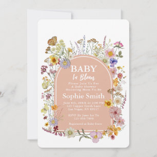 Invitación Bebé en flor Flor silvestre Rosa