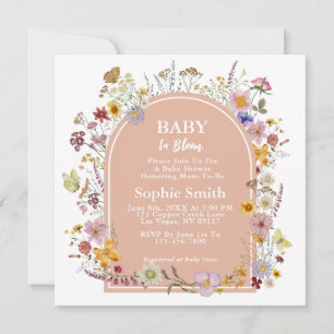 Invitación Bebé en flor Flor silvestre Rosa