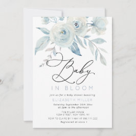 Invitación bebé en flor floral azul ducha bebé