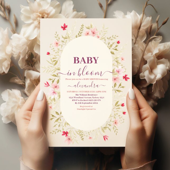 Invitación Bebé en flor floral flores silvestres género neutr (Subido por el creador)