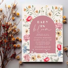Invitación Bebé en Flor Floral Vintage Baby Shower de Niña
