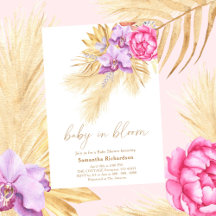 Bebé en flor Hierba de Pampas Boho Rosa Baby Showe
