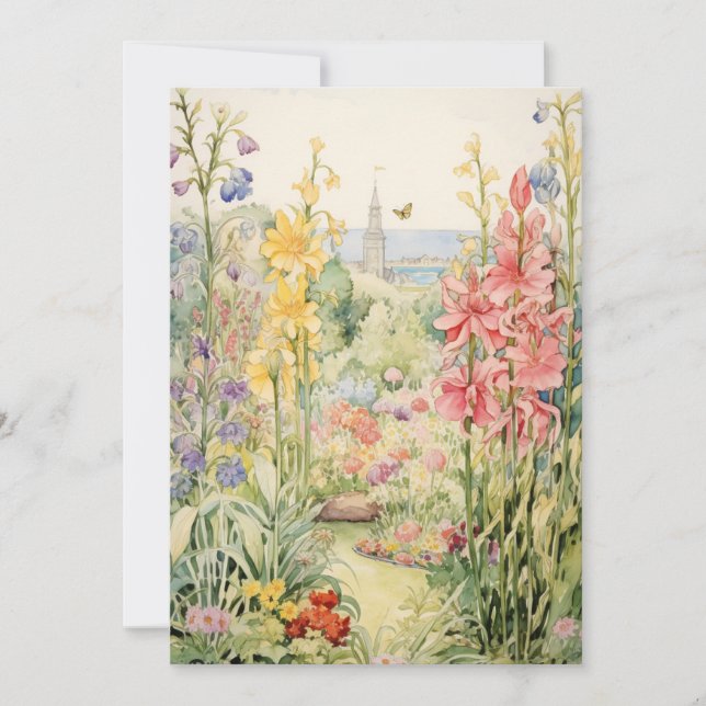 Invitación Bebé en flor | Jardín floral (Anverso)