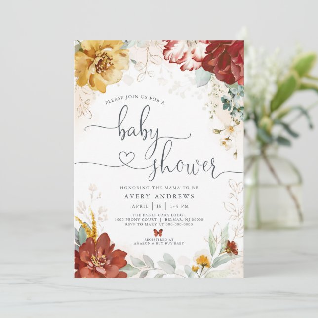 Invitación Bebé en Flor Jardín Floral Shower de Bebé (Anverso de pie)