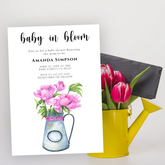 Invitación Bebé en flor Jarron de flores baby shower (Subido por el creador)