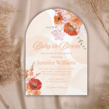 bebé en flor, naranja floral arco ducha bebé