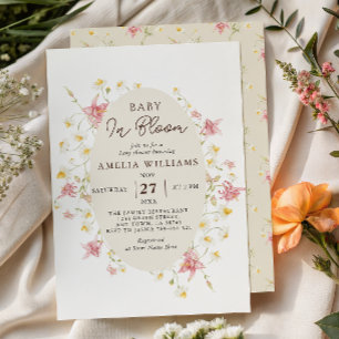 Invitación Bebé en Flor Oval Jardín Floral Baby Shower