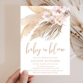 Invitación Bebé en flor pampas hierba boho chica ducha bebé