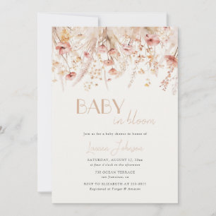 Invitación Bebé en Flor Papáveres de Otoño Baby Shower