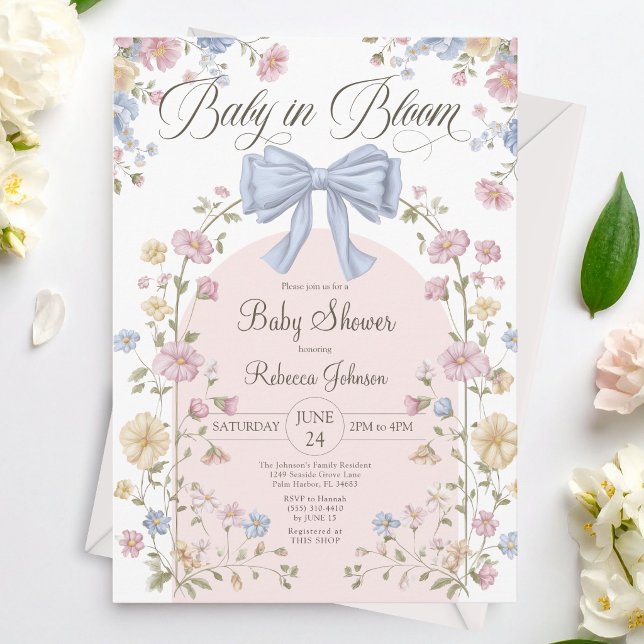 Invitación Bebé en Flor Pastel Dulce Shower de Wildflower par (Subido por el creador)