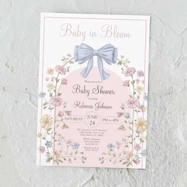 Invitación Bebé en Flor Pastel Dulce Shower de Wildflower par (Subido por el creador)