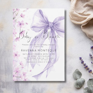Invitación Bebé en Flor Pastel Lila Arco Floral Baby Shower