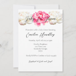 Invitación Bebé en Flor - Peonía Clásica