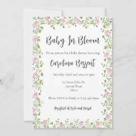 Invitación Bebé en Flor - Peonías Delicadas