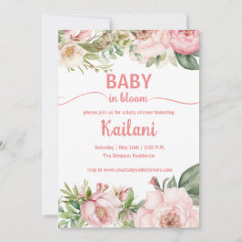 Invitación Bebé en flor rosa