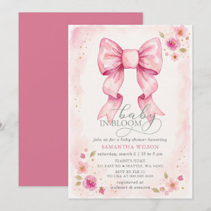 Invitación Bebé en Flor Rosa Arco Floral Niña Baby Shower