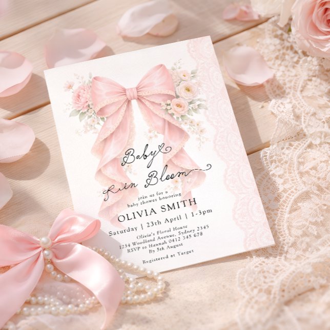 Invitación Bebé en Flor Rosa Arco Niña Shower de Bebé (Subido por el creador)