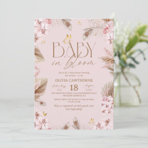 Invitación Bebé en flor Rosa Claro Baby Shower