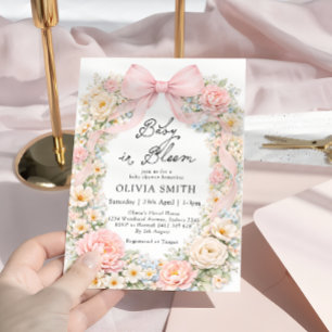 Invitación Bebé en Flor Rosa Claro Cumpleaños de la Bebé