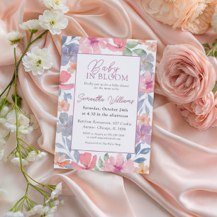 Invitación Bebé en Flor Rosa Cumpleaños de Aguaflor Bebé