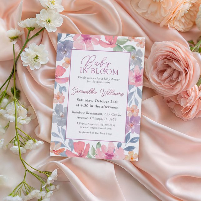 Invitación Bebé en Flor Rosa Cumpleaños de Aguaflor Bebé (Subido por el creador)