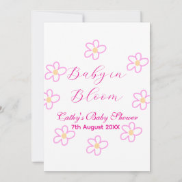 Invitación Bebé en flor rosa ducha bebé simple elegancia