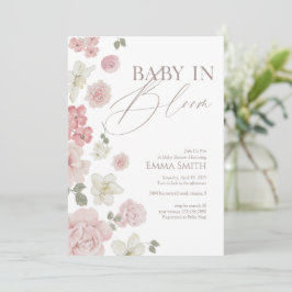 Invitación Bebé en Flor Rosa Fiesta de Bebé con Flores