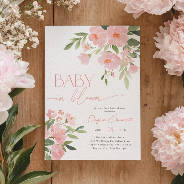 Invitación Bebé en Flor Rosa Fiesta de Bienvenida para Bebé F (Subido por el creador)