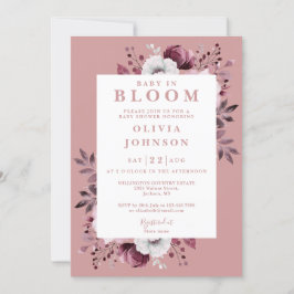 Invitación Bebé en flor rosa floral todo en uno baby shower