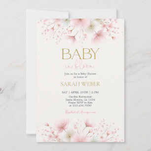 Invitación Bebé en Flor Rosa Flores Silvestres Shower de Niña