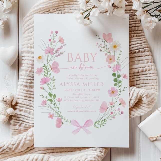 Invitación Bebé en Flor Rosa Melocotón Fiesta de Shower de Be (Subido por el creador)