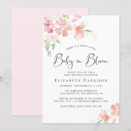 Invitación Bebé en flor rosada