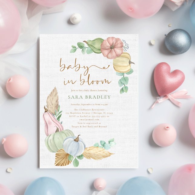 Invitación bebé en flor Rustic otoño boho Pumpkin baby show (Subido por el creador)