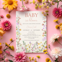 Invitación Bebé en flor silvestre Chica rosa QR Baby Shower
