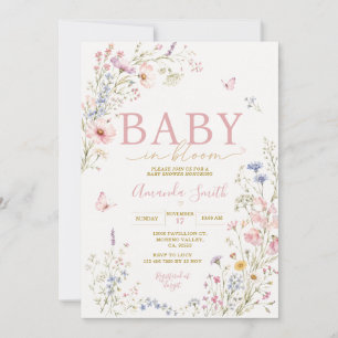 Invitación Bebé en Flor Silvestre Cumpleaños de Mariposa