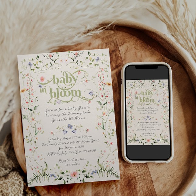 Invitación Bebé en flor silvestre floreciente Baby Shower mod (Subido por el creador)