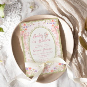 Invitación Bebé en Flor Silvestre Hermosa Fiesta de Bebé