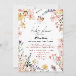 Invitación Bebé en flor silvestres florales