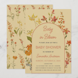 Invitación Bebé en Flor Silvestres Florales Bañera Vintage