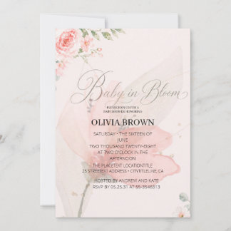 Invitación Bebé en flor suave rosa pastel baby shower