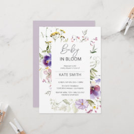 Invitación Bebé en Flor Violeta Ducha de Flores Silvestres