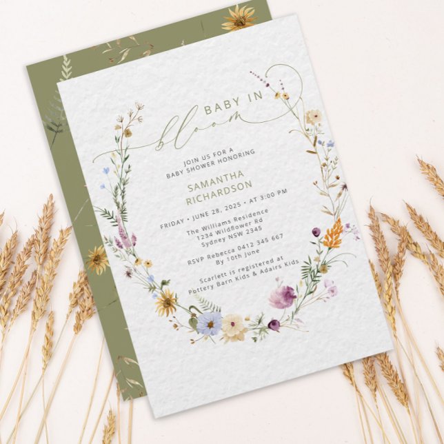 Invitación Bebé en flor Wildflower Rustic Baby Shower (Subido por el creador)