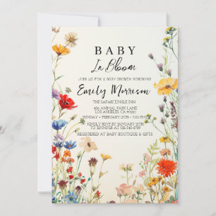 Invitación Bebé en flor y flores en Baby Shower