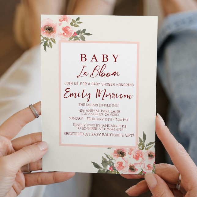 Invitación Bebé en flor y rosas rojas en Baby Shower (Subido por el creador)