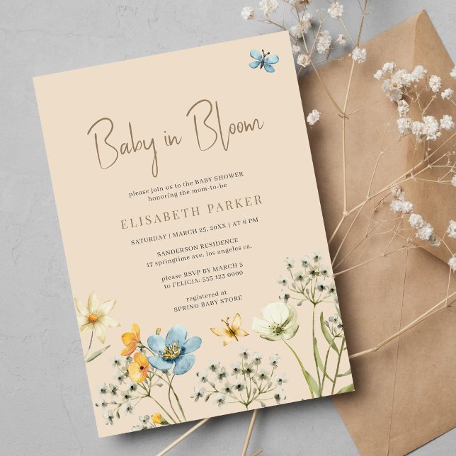 Invitación Bebé en floración, baby shower de flores silvestre (Subido por el creador)