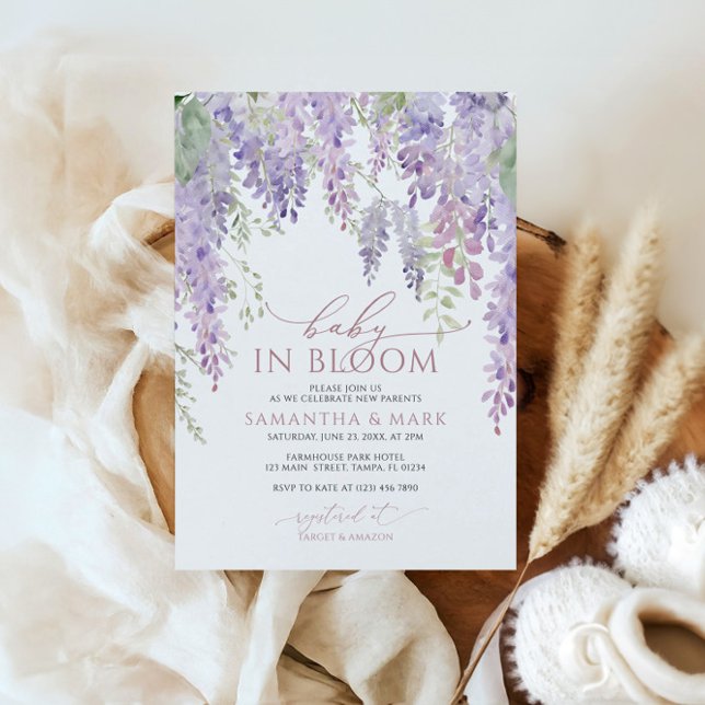 Invitación Bebé en Floración Baby Shower de Wisteria Morada (Subido por el creador)