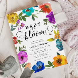 Invitación Bebé en Floración Brillante y Audaz Fiesta de Bebé